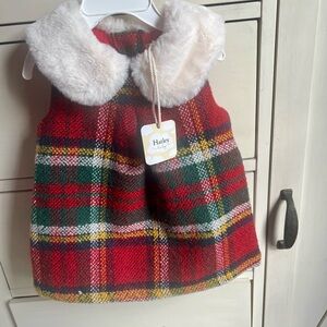 Hatley Tartan Plaid dress with Faux Fur Collar